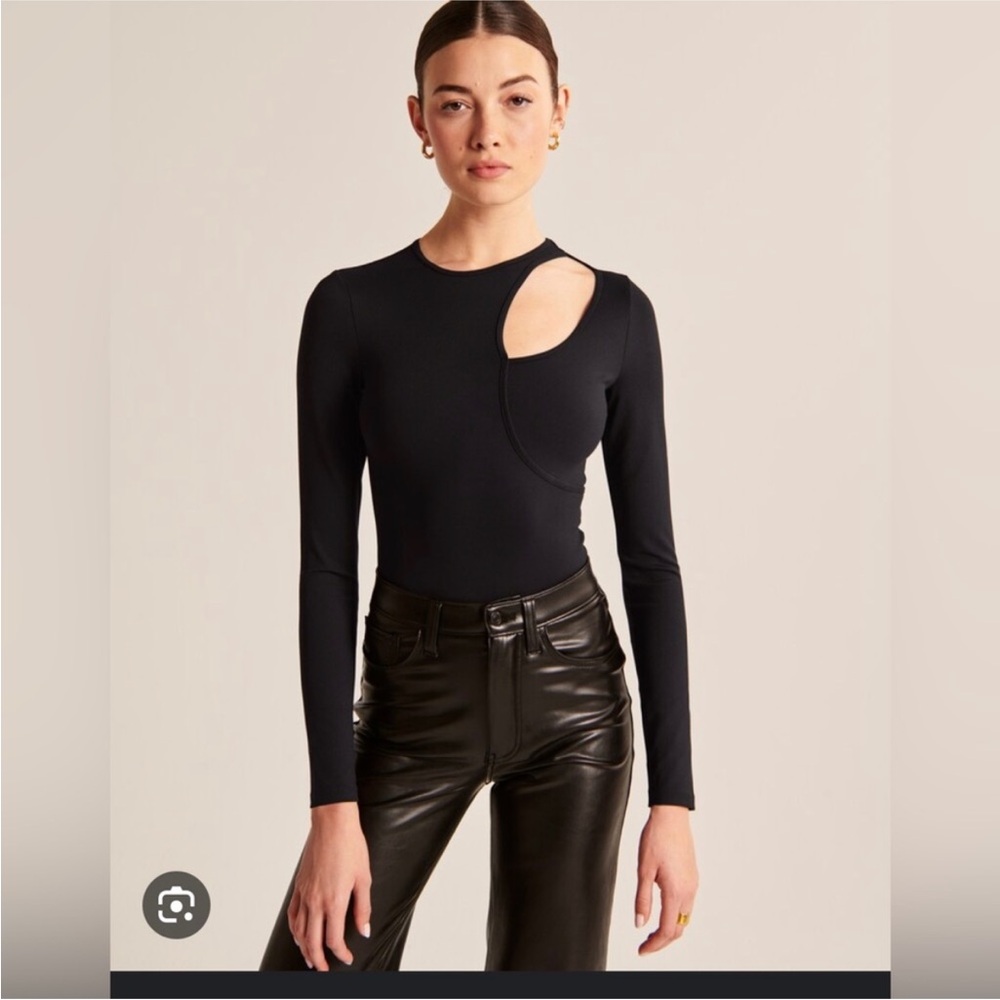 Abercrombie & Fitch Black Asymmetrical Cut-Out Bodysuit